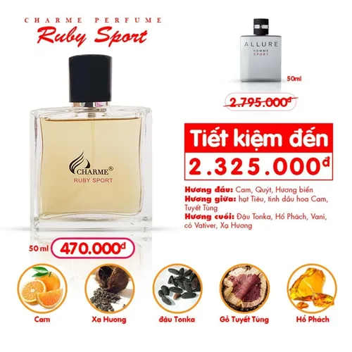 Nước hoa Nam Charme Ruby Sport 50ml