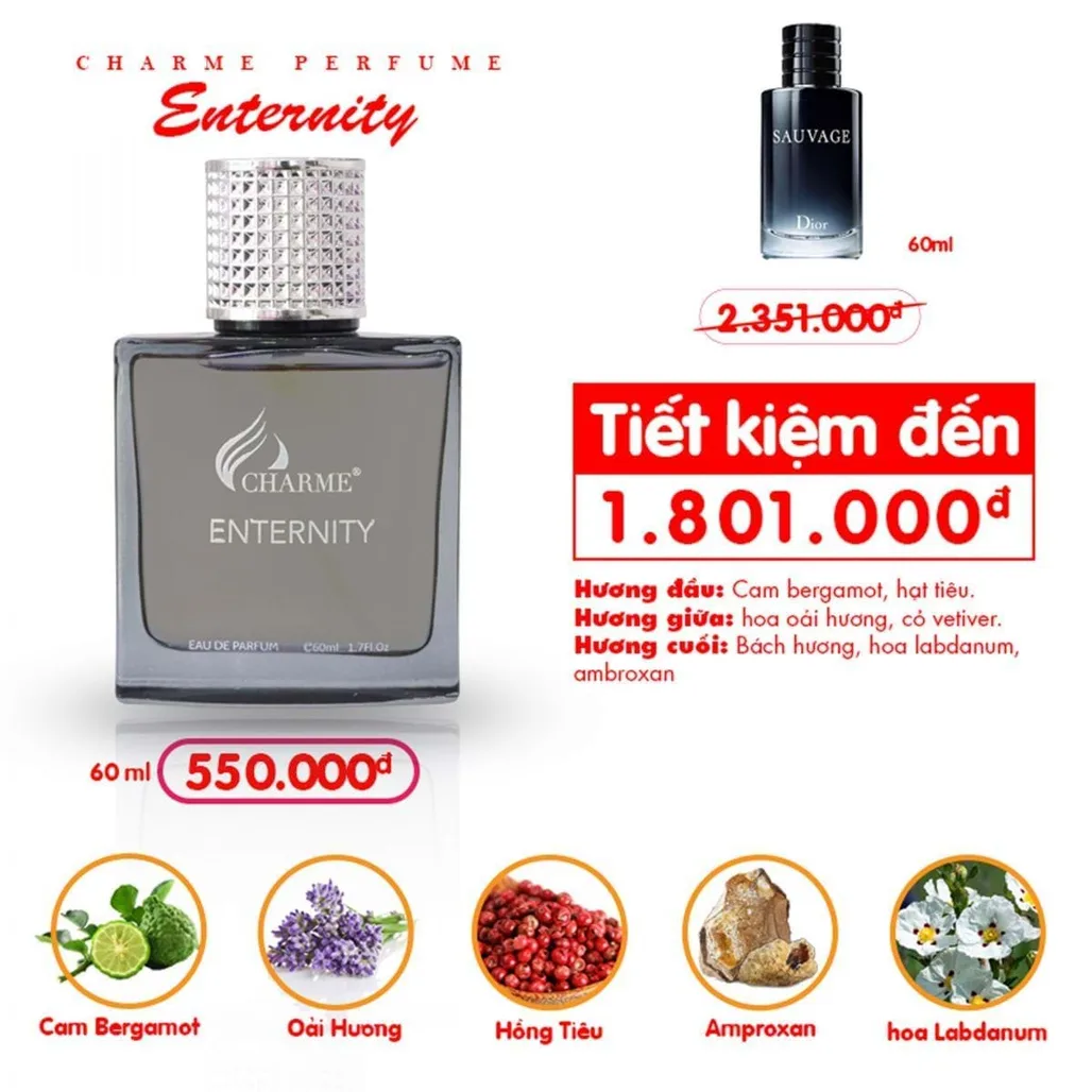 Charme Enternity có tone mùi (giống mùi)  Dior Sauvage. 