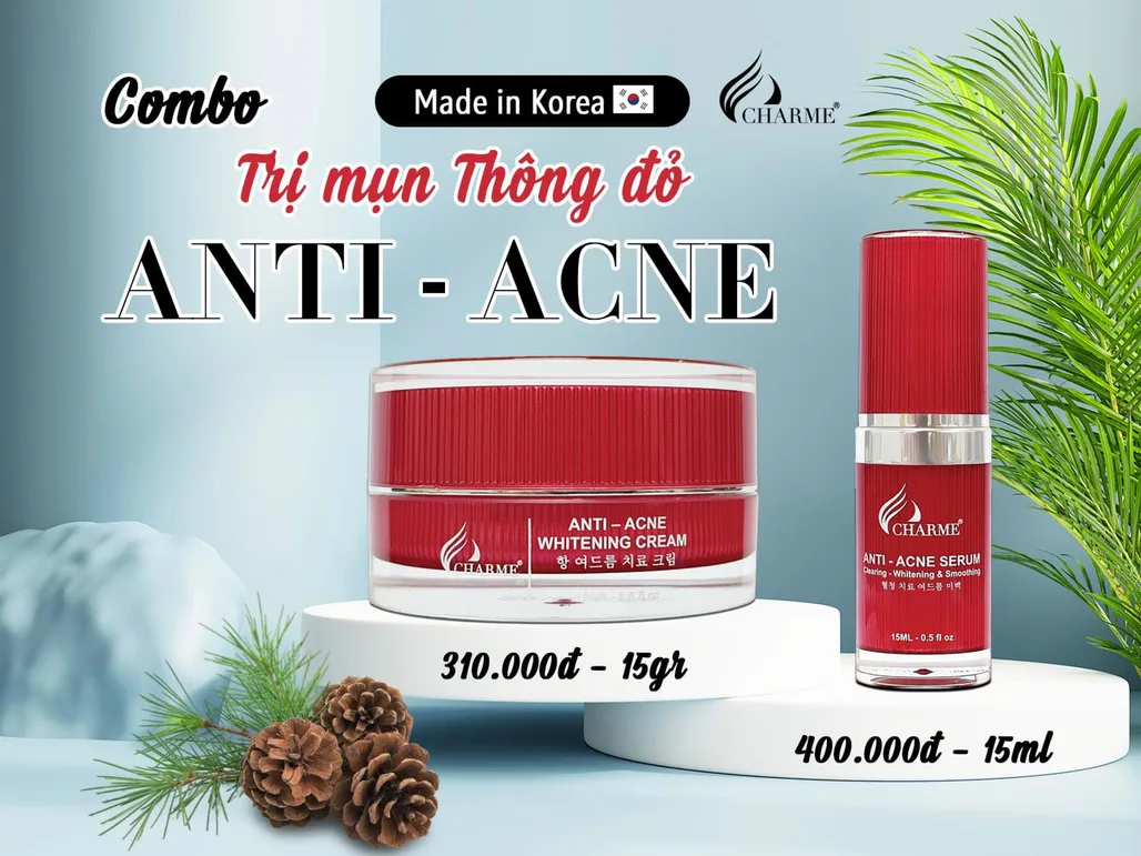 Combo Trị Mụn Charme Thông Đỏ Hàn Quốc
