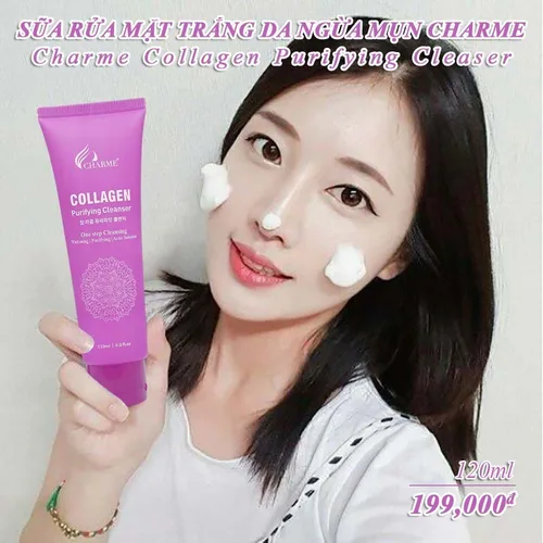 Sữa Rửa Mặt Collagne Trắng Da Ngừa Mụn Charme Collagen Purifying 120ml