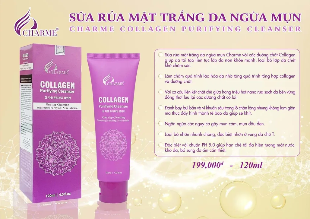 Sữa Rửa Mặt Charme Collagen Purifying 120ml