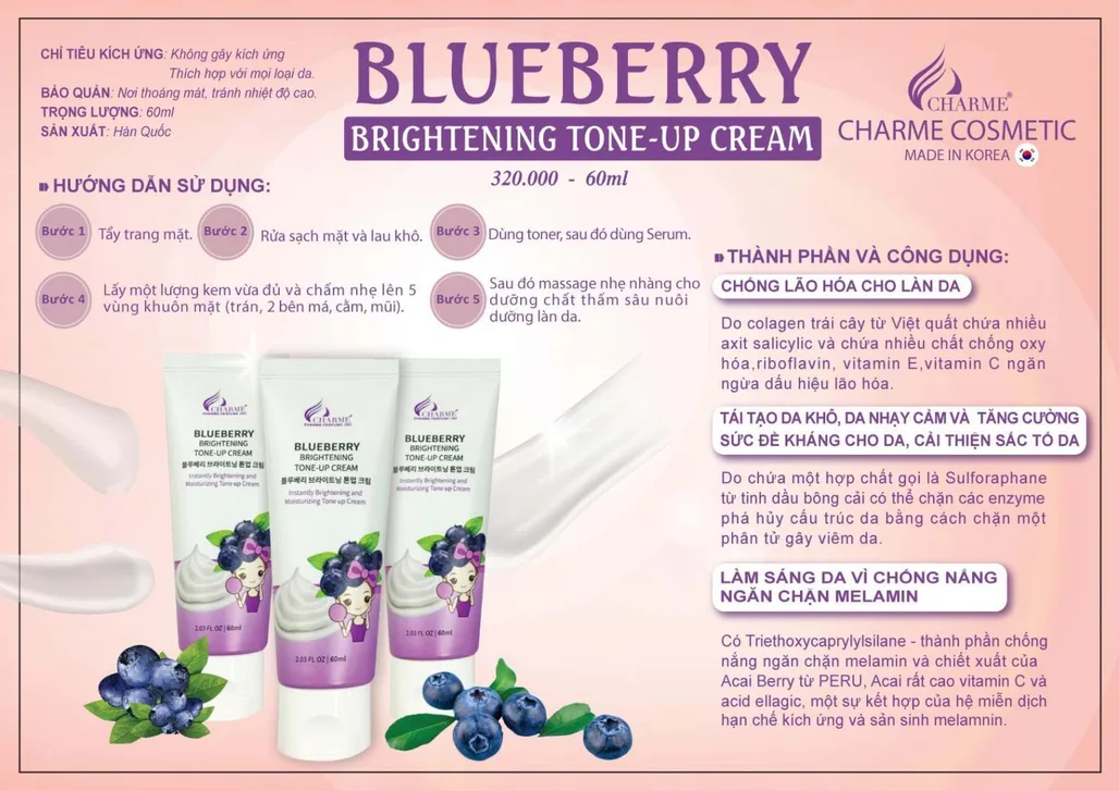 Kem Dưỡng Da Mặt Blueberry Brightening Tone Up Cream