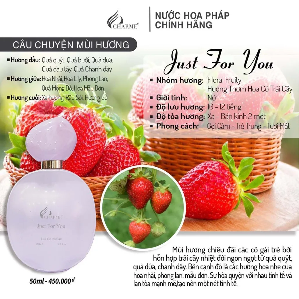 Những Chai Nước Hoa Charme Có Mùi Hương Tươi Mát Từ Trái Cây