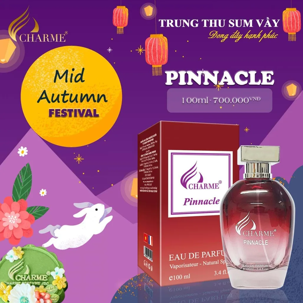 𝐂𝐡𝐚𝐫𝐦𝐞 𝐏𝐢𝐧𝐧𝐚𝐜𝐥𝐞 thăng hoa xúc cảm đẹp trên da phái nữ nhờ các nốt hương hoa hồng, hoa nhài, hoa mẫu đơn