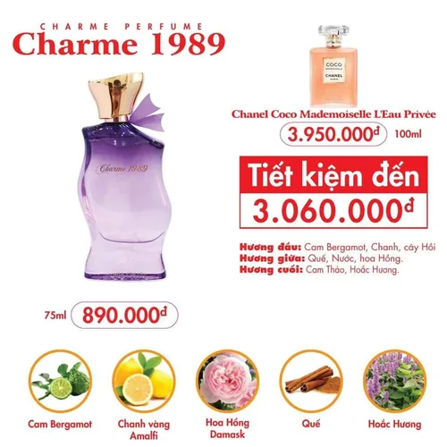 Nước hoa nữ Charme 1989 75ml